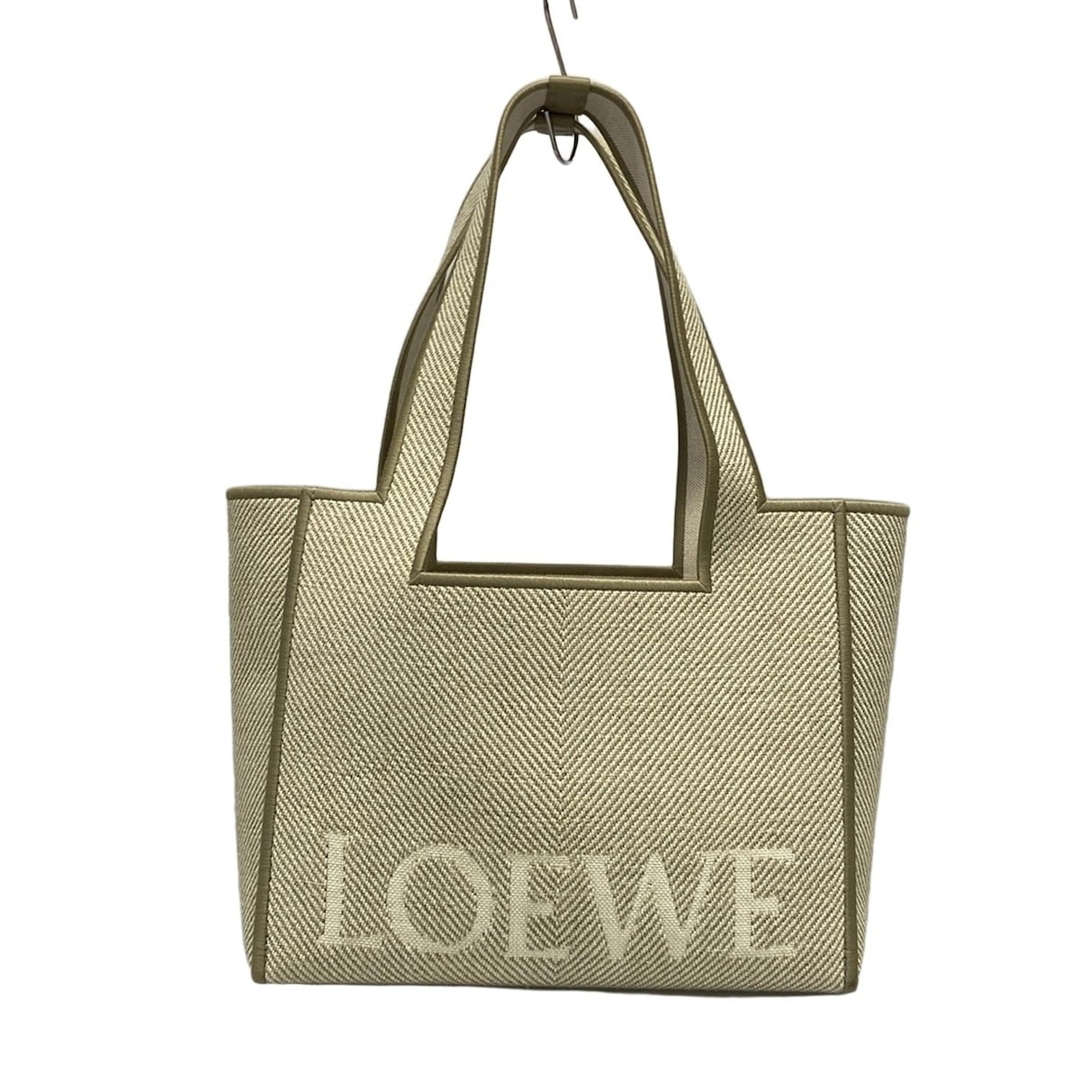 ロエベ LOEWE トートバッグ FONT TOTE MEDIUM BAG ALF1B61X11 Auth LOEWE Font Tote Medium ALF1B61X11 Ecru jacquard canvas