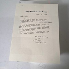 JERRY STILLER - AUTOGRAPH LETTER SIGNED 1997 w/ Stamped Stationary Seinfeld