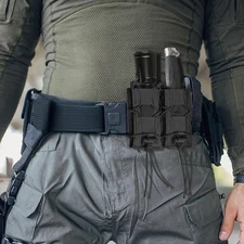 Molle Pistol Double Mag Pouch 9mm Magazine Holster Open-Top Handgun Ammo Holder