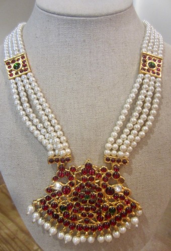 Traditionelle Kempu Mala | Indianerschmuck | Bharatnatyam Halskette