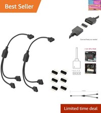 2-Pack Black 4 Pins LED Splitter Cable Strip Connector 2 Way Splitter Y Split...