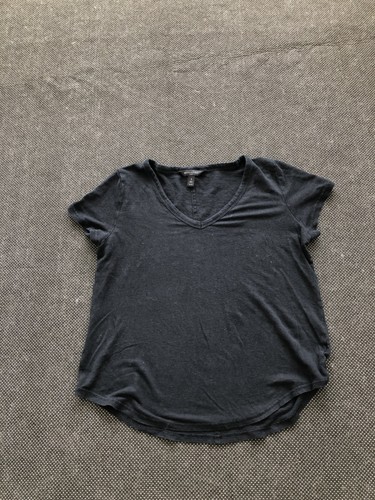Banana Republic, Banana Republic T Shirt Womens S Black Linen V Neck Short Sleeve Casual Top
