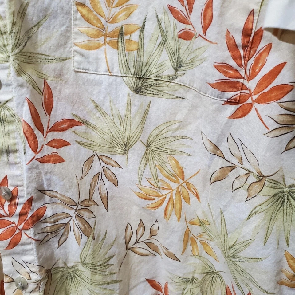 Campia Hawaiian Aloha L Grande Amarillo Verde Naranja Hojas Tropicales Foto 3 de 4