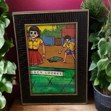 Original Painting Skull Face Boy & Girl Weird Framed Art Acrylic Ink Horror Ooak