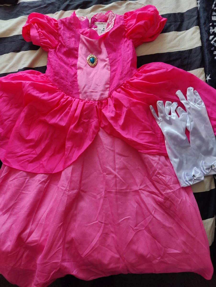 Girls Princess Peach Costume Dress – Halloween & Cosplay Outfit With Wig & Accessories For Kids 3-11 Years