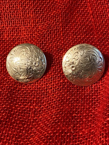 Very nice etched horse bridle rosettes set pair used western tack free shipping