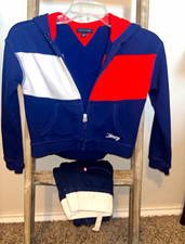Tommy Hilfiger Boys Blue/White Fleece Jogger Pants Cotton Drawstring 6-7