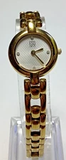 ESQ Swiss Movado Vintage Womens Watch Gold Tone Ivory New Battery 5.75"