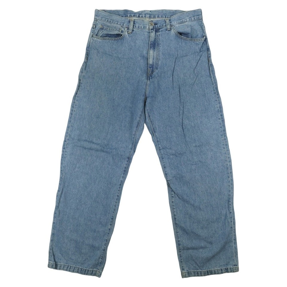 Carhartt WIP Jeans Mens 34 Blue Denim Landon Straight Relaxed Mid Rise 34x30