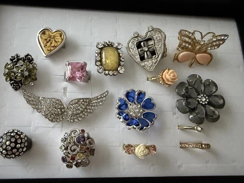 Mixed Ring Lot Vintage to Modern Costume Jewelry Variety Stones Metals 15 Pieces