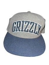 Grizzly Griptape Snapback Hat Cap Skateboarding Deck Spell Out Logo Blue Gray