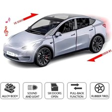 1:24 Scale Tesla Model Y Alloy Car Model Diecast Metal Toy with Lights and Music