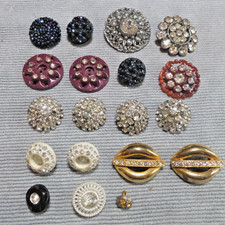19 Vintage Antique Rhinestone Pastes Buttons VARIOUS SIZES COLORS