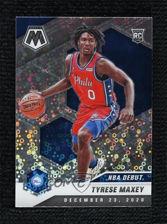 2020 Panini Mosaic NBA Debut Fast Break Silver Prizm Tyrese Maxey #263 Rookie RC