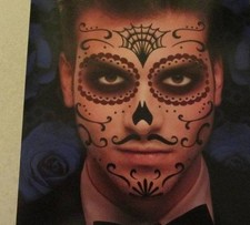 HALLOWEEN 2 PC SET DAY OF THE DEAD COSTUME FACE TATTOOS