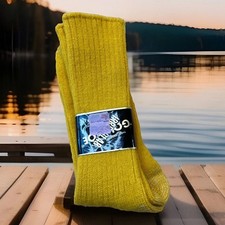 VTG GOLD TOE CASUAL CREW SOCKS 10-14 Acrylic Mustard Yellow MADE USA Irregular