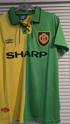 MANCHESTER UNITED THIRD 92/93 - JERSEY RETRO - YELLOW & GREEN
