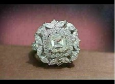 Double Halo Design Simulated 2.6CT White Clear Sapphire Women's 935 Silver Ring