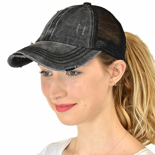 C.C Ponycap Messy High Bun Ponytail Adjustable Mesh Trucker Baseball Cap Hat - Picture 14 of 97