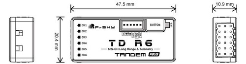 FrSky TD R6 2.4Ghz 900Mhz Tandem dual-band Receivers 6CH PWM Telemetry - Picture 2 of 3