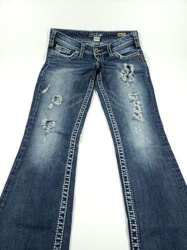 SILVER Jeans 27x33 Berkley Surplus Bootcut Distressed Torn Jeans E9 - Picture 5 of 5