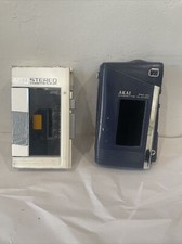 Vintage AKAI PM-01 Radio Cassette Player w/Case Pearl White For Parts