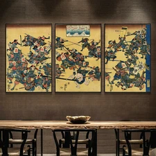 Set 3 Art Silk Canvas Vintage Ukiyoe Japanese Paint poster Decor Unframed P37