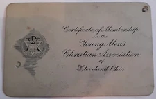 1911 YMCA Membership Card - Cleveland Ohio