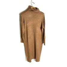 Mango Rollneck Knitted Sweater Dress in Brown Small