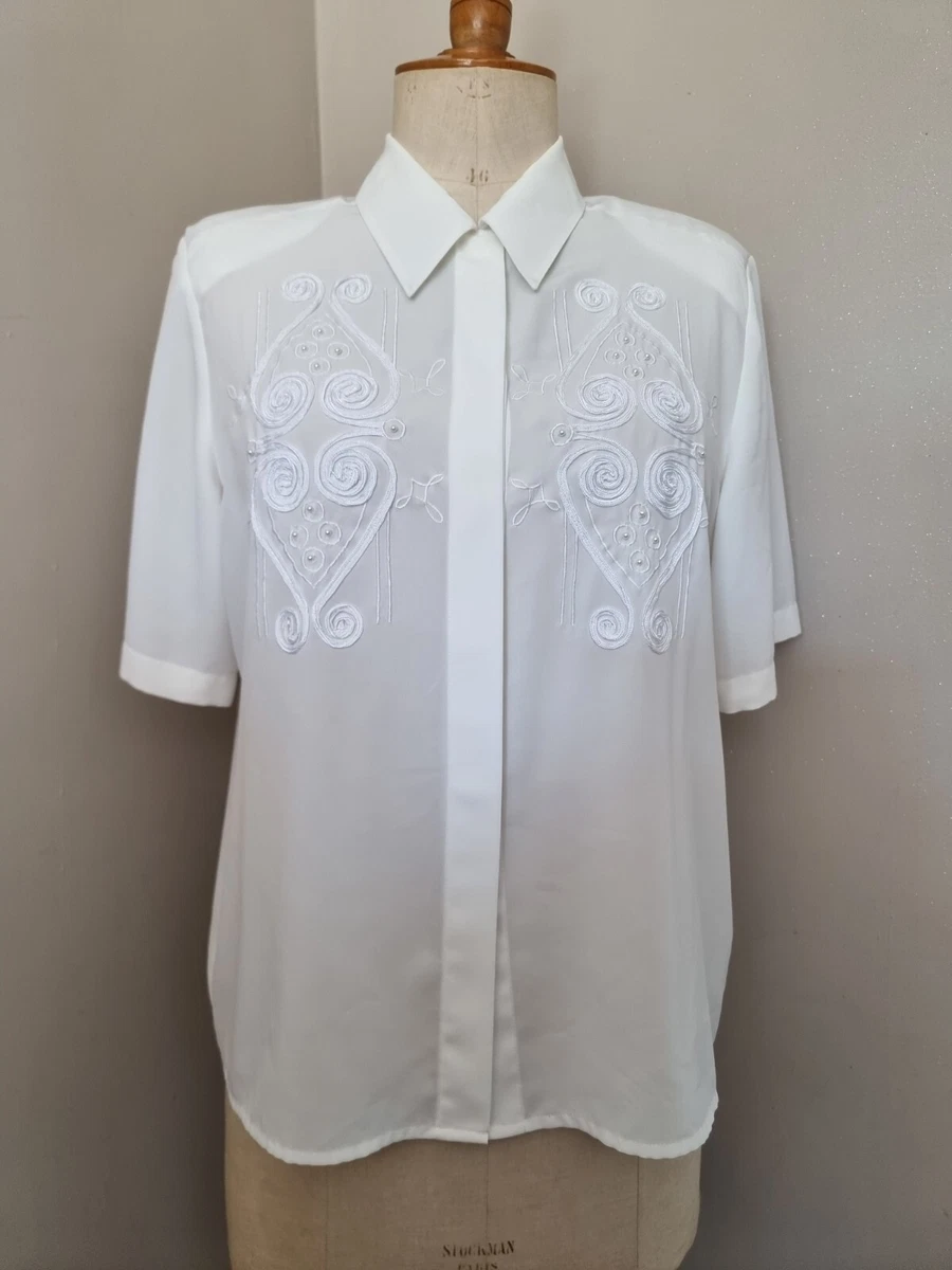 Hauts et chemises vintage blancs pour femme