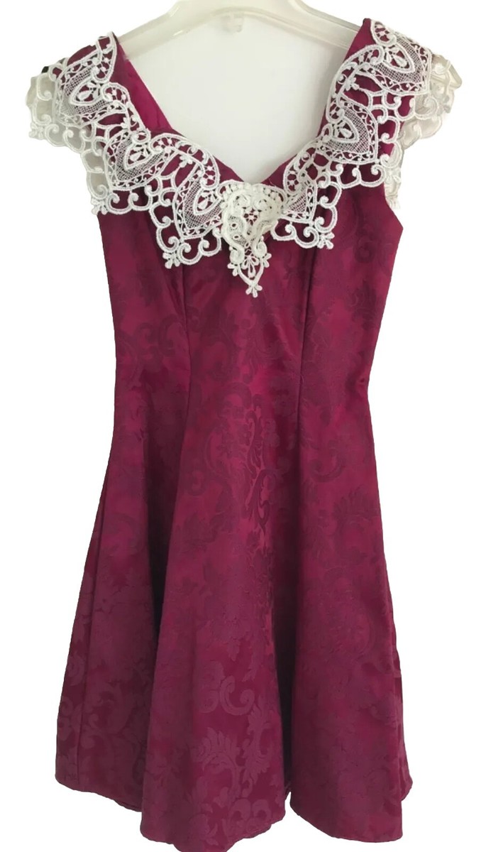 1980's Gunne Sax Dress, Purple Lace Collar Off Shoulder Skater Skirt Short  2 | eBay