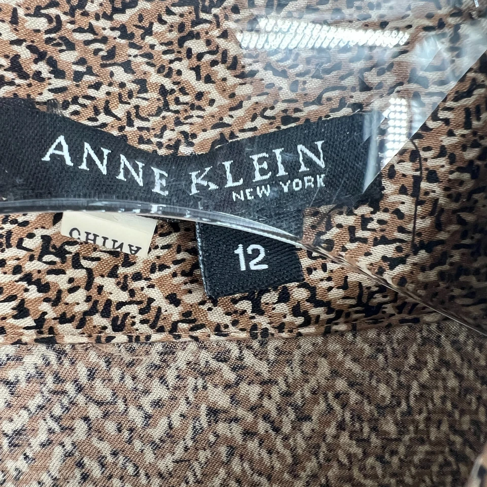 Top De Colección Anne Klein Mujer 12 Seda Marrón Carrera Clásico Preppy Dinero Antiguo Neutro Foto 4 de 4