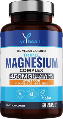 Magnesium Supplements mit Zink 180 Kapseln, Triple Magnesium Complex Supplemen
