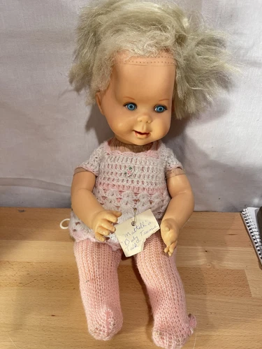 Mattel Baby Teenie Talk Doll - Cloth Body Pull String Talks 18" Pre Owned