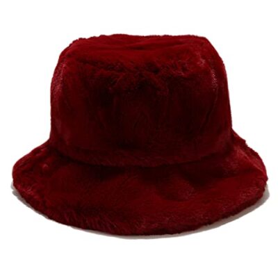Burgundy Faux Fur Bucket Hat Burgundy Faux Fur Bucket Hat / Floppy Hat / Festival Hat  main image 4