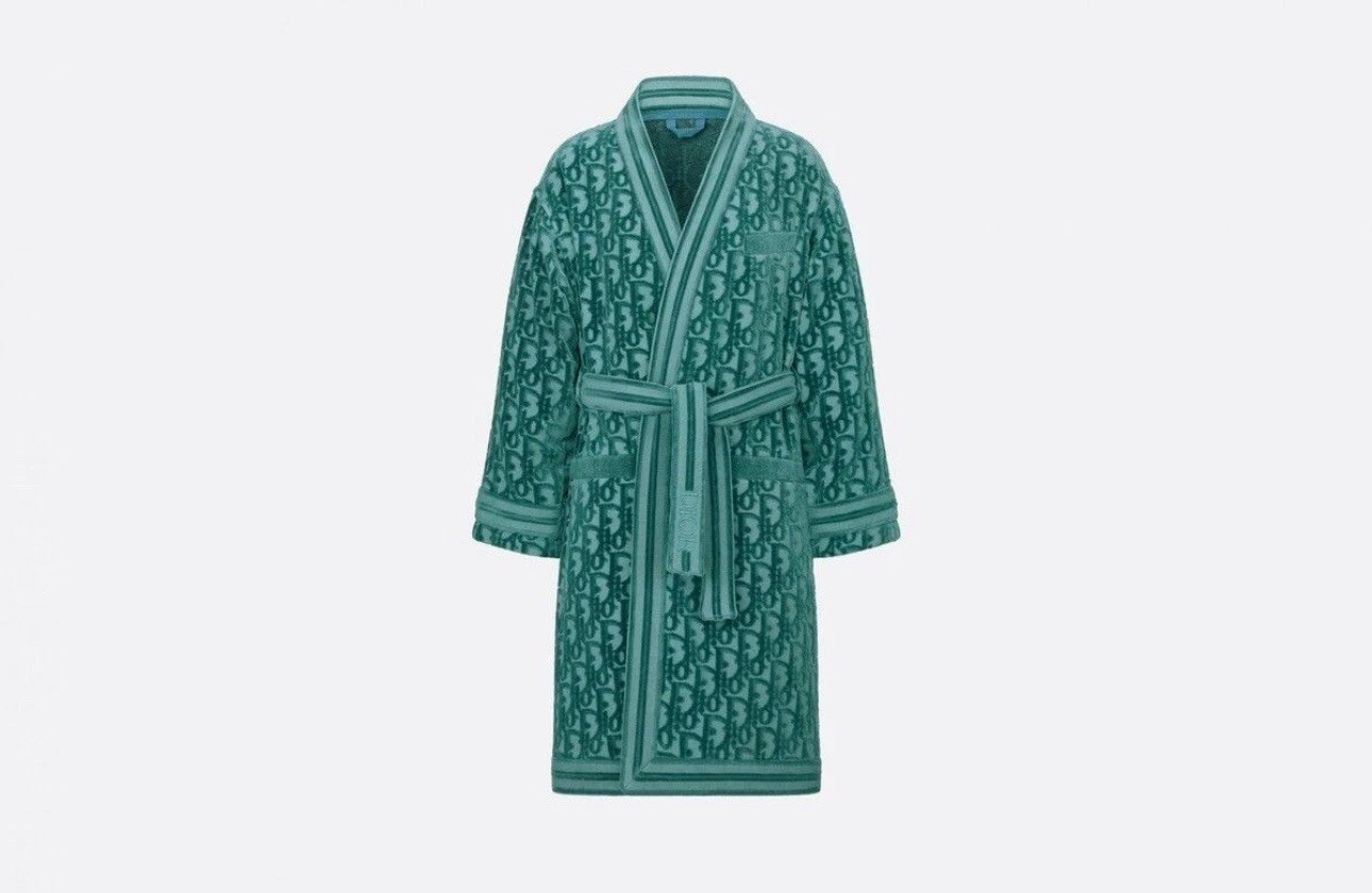 Robe de bain maison maison Dior pour homme Kim Jones moyenne 100 % coton ceinture verte