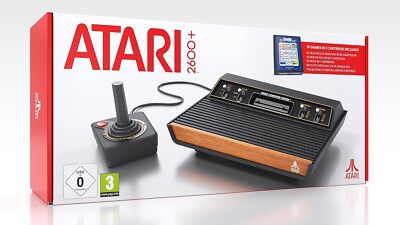 Atari 2600+ Retro Spielekonsole mit Joystick und 10 Spielen