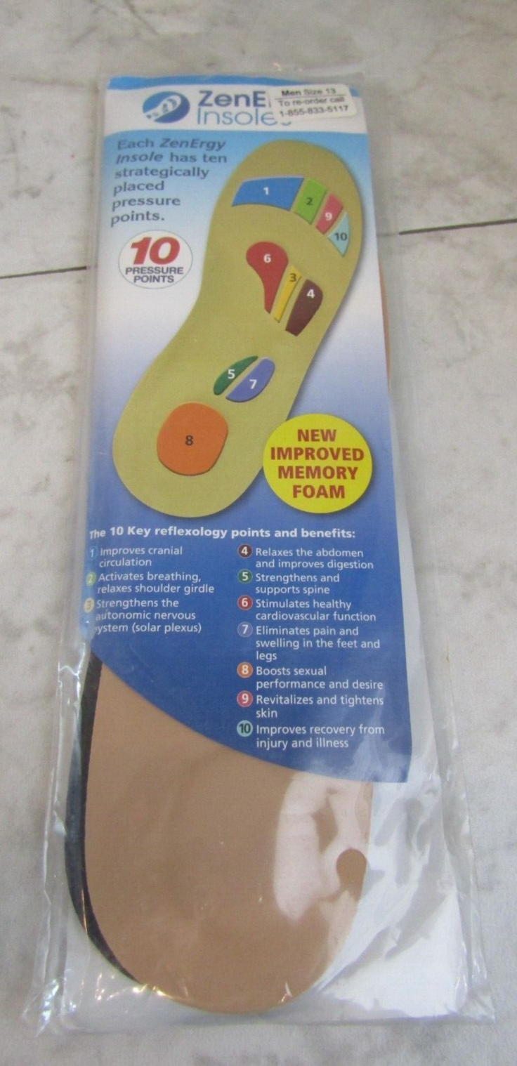 NIB ZenErgy Insoles 10 Pressure Points Reflexology Benefits Insoles