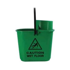 2Work Plastic Mop Bucket with Wringer 15 Litre Green CNT00066