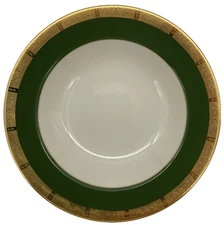 Flintridge Georgian Rose Spanish Green Rimmed Soup Bowl