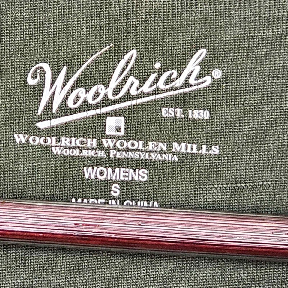 Top tejido Woolrich abeto oscuro mezcla de lana merino 1/4 cremallera cuello falso base para mujer S Foto 3 de 4