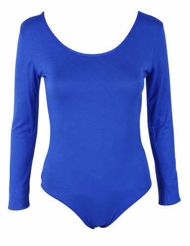 Womens Long Sleeve Bodysuit Stretch Ladies Leotard Body Top UK 8-14 - Picture 13 of 13