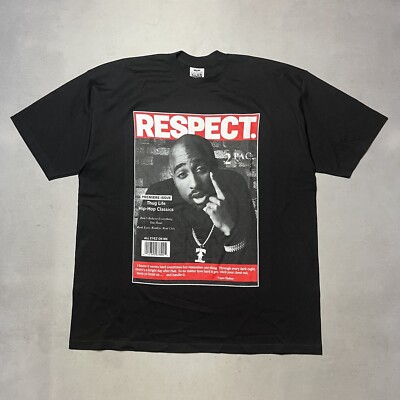 T-shirt Manches Longues Homme Tupac Respect Noir - Taille S, Coton, Neuf Avec étiquettes