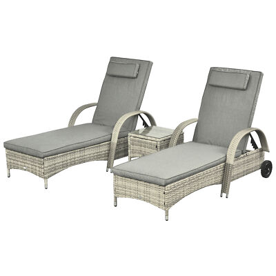 Polyrattan Sonnenliege Tisch Set Gartenliege Gartenmöbel mit Kissen