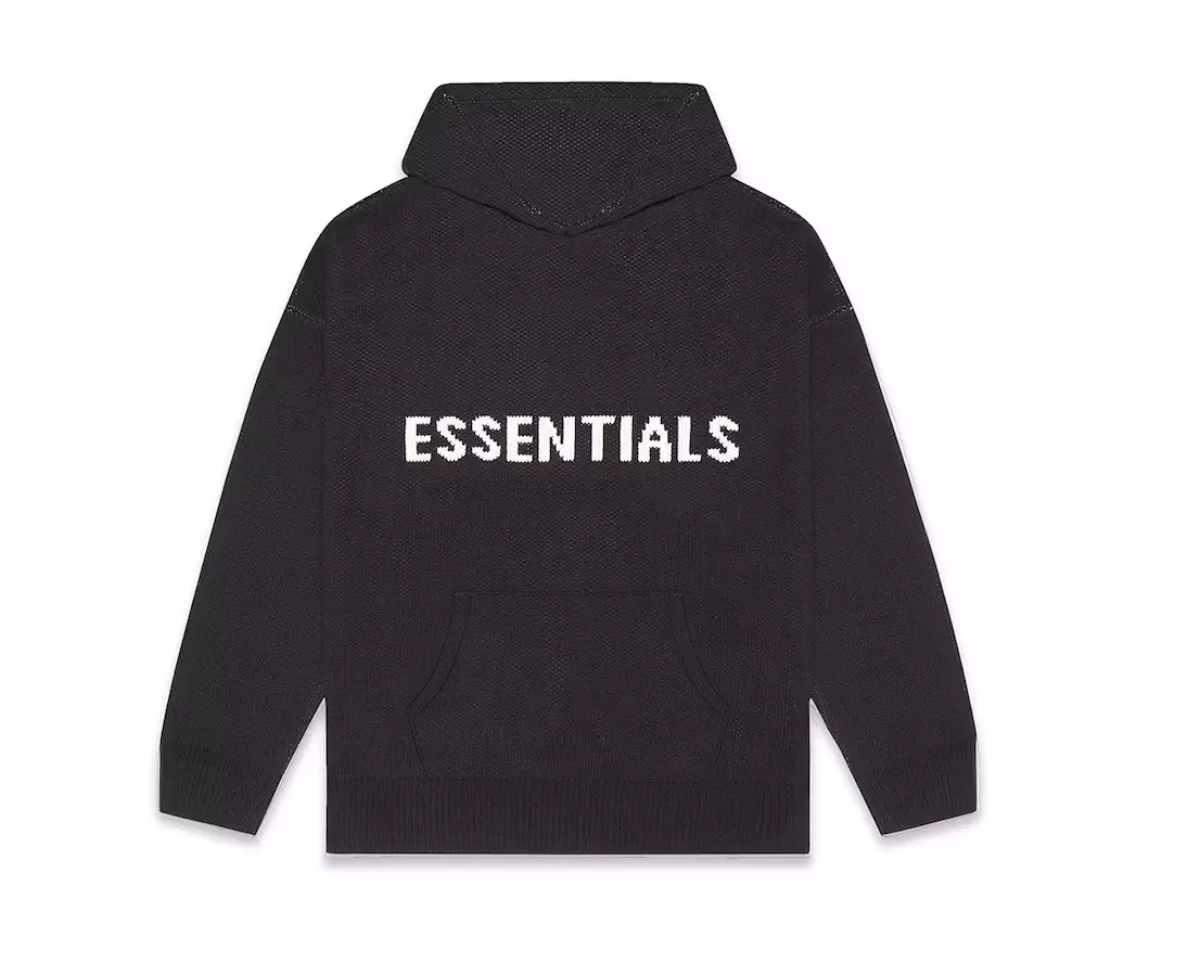 Fear of God Essentials Knit Hoodie Black Size Large FW20 Brand New