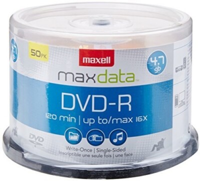 Maxell DVD-R 4.7 GB 120 Minute 16X 50 Pack Video Recordable Discs FACTORY SEALED