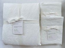 Pottery Barn BELGIAN FLAX LINEN Duvet Full Queen  Two Standard Shams White NWT