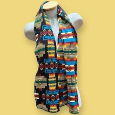 Aztec Southwest Print Scarf Acrylic Multicolor Ethnic Pattern 60" Boutique