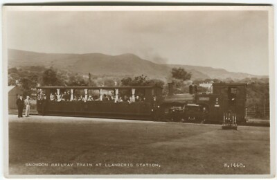 SNOWDON RAILWAY TRAIN AT LLANBERIS STATION- Caernarvonshire Railway Postcard