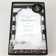Invitaciones de boda florales a rayas blancas negras Studio His & Hers 25 unidades